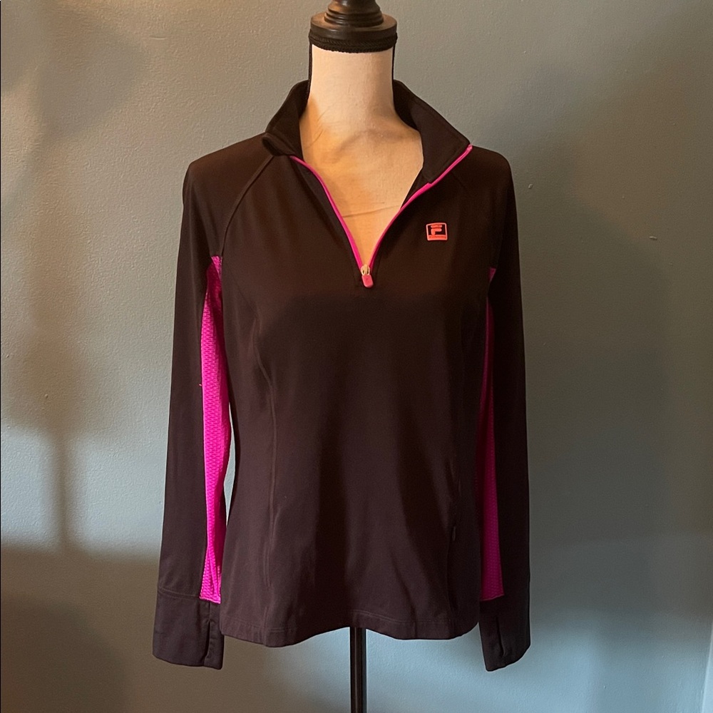 Fila Black and Pink Long Sleeve Top